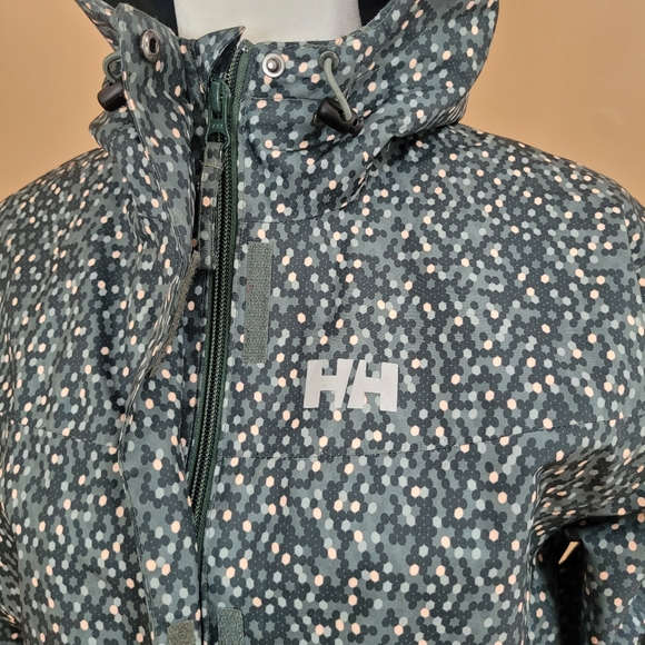 Helly Hansen Light Waterproof Jacket with Geometric Pattern Size S Like New - Picture 13 of 16